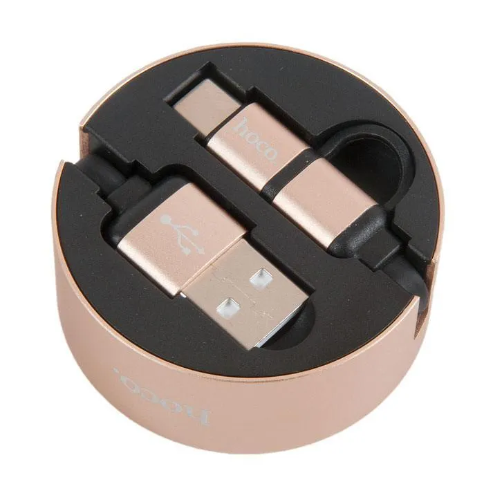 

Кабель Micro USB 2.0 B(m)+USB 2.0 Type-C(m)-USB 2.0(Am), плоский, 2A, 90см, золотистый HOCO Resilient U23 (72270), U23
