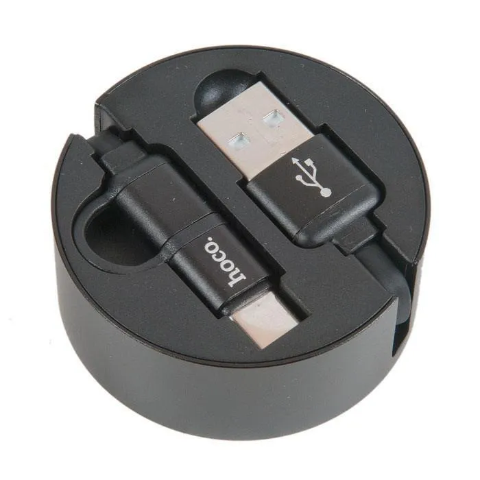 

Кабель Micro USB 2.0 B(m)+USB 2.0 Type-C(m)-USB 2.0(Am), плоский, 2A, 90см, черный HOCO Resilient U23 (72263), U23