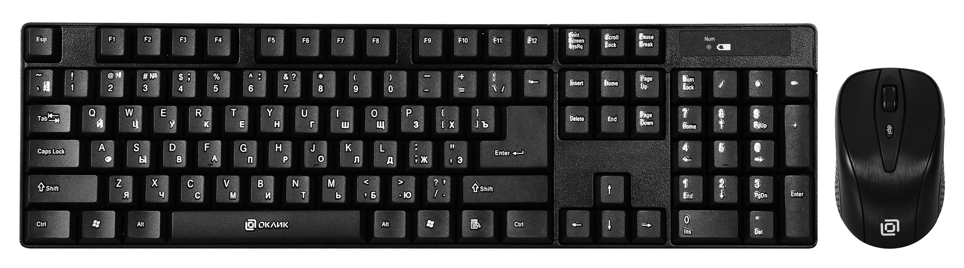 

Клавиатура + мышь Oklick 210M, беспроводная, USB, черный (612841), 210M