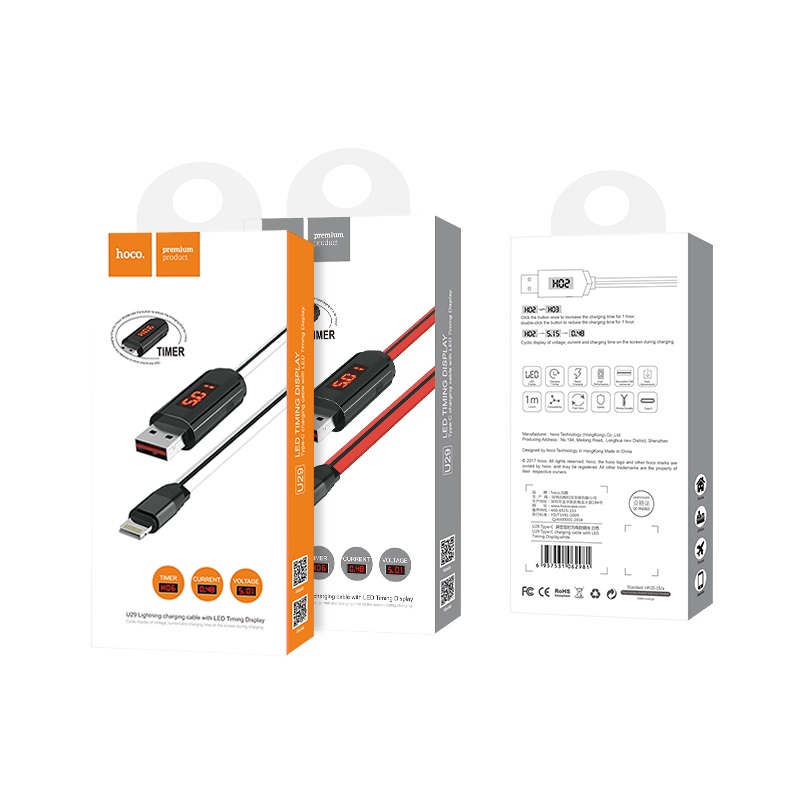 

Кабель Lightning 8-pin-USB, плоский, 2A, 1.2м, белый HOCO displayed timing U29 (6957531062943 ), U29
