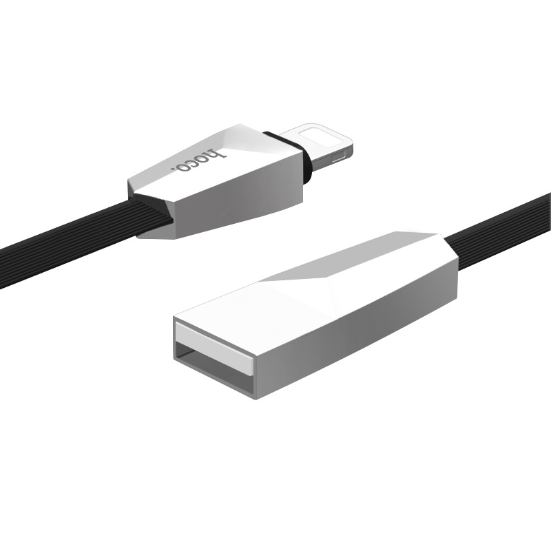 

Кабель USB-Lightning, HOCO, 1.2m, черный (X4 Zinc alloy rhombic)