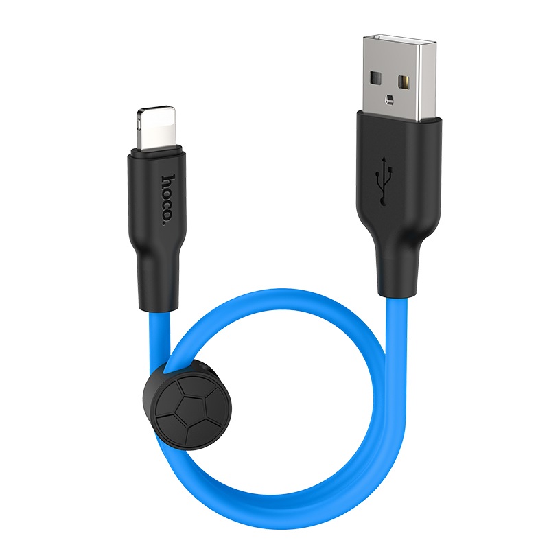 

Кабель Lightning 8-pin-USB, 2.4A, 1м, черный/голубой HOCO plus X21 (1/36/144), X21