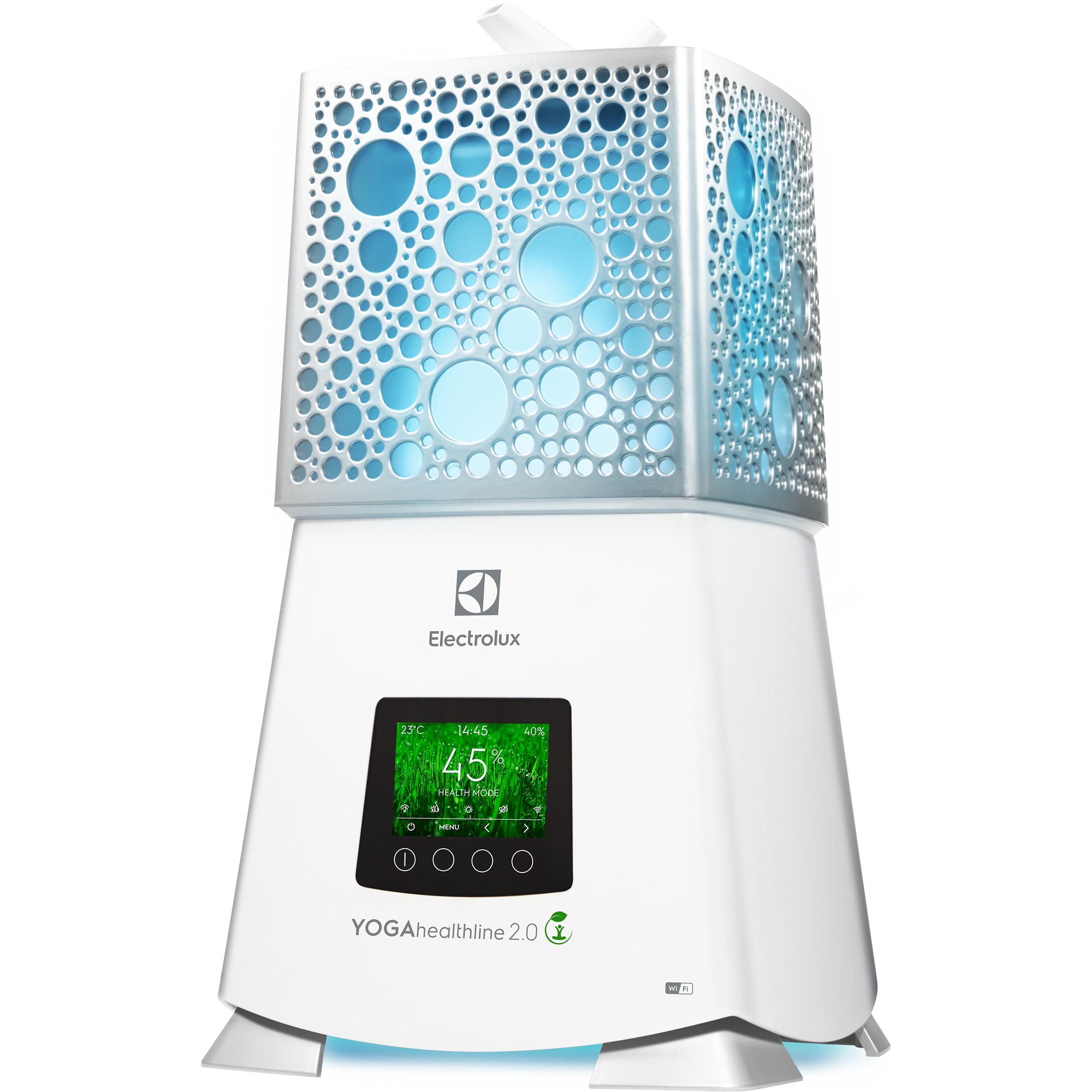 

Увлажнитель воздуха Electrolux EHU-3915D ультразвуковой 9.4л., до 65 м², 550 мл/ч, ароматизация / ионизация, белый, ecoBIOCOMPLEX YOGAhealthline 2.0, EHU-3915D