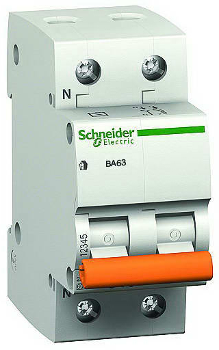 

Выключатель автоматический Schneider Electric ВА63 1P+N 25A C 4.5кА (11215), ВА63
