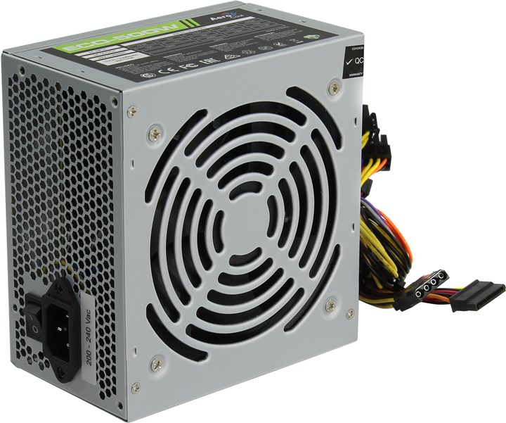 

Блок питания 500Вт ATX AeroCool Eco 500, 120 мм (4710700957882) (Плохая упаковка), Eco 500