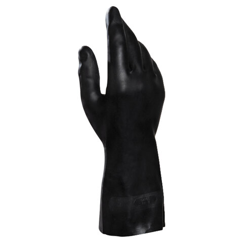 Перчатки хозяйственно-бытовые латексно-неопреновые, с х/б напылением, от химических воздействий, XL/10, черный, MAPA