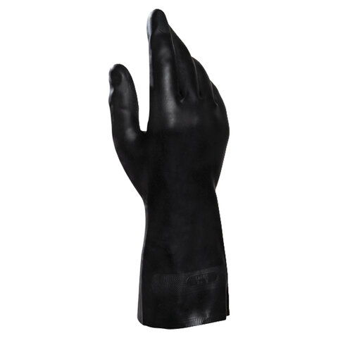 Перчатки хозяйственно-бытовые латексно-неопреновые, с х/б напылением, от химических воздействий, 7 (S), черный, MAPA