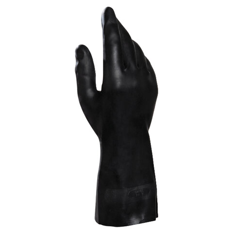 Перчатки хозяйственно-бытовые латексно-неопреновые, с х/б напылением, от химических воздействий, 8 (M), черный, MAPA