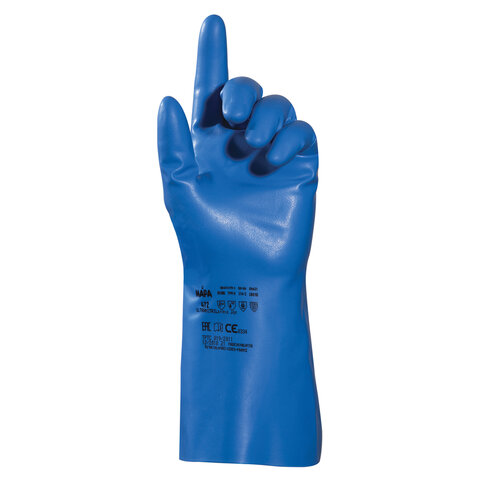 Перчатки хозяйственно-бытовые нитриловые, от химических воздействий, пар в упаковке: 10, 7 (S), синий, MAPA