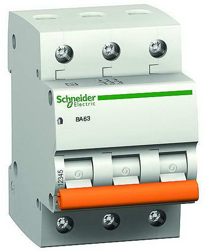 

Выключатель автоматический Schneider Electric ВА63 трехполюсный (3P/3П) 25A C 4.5кА (11225), ВА63