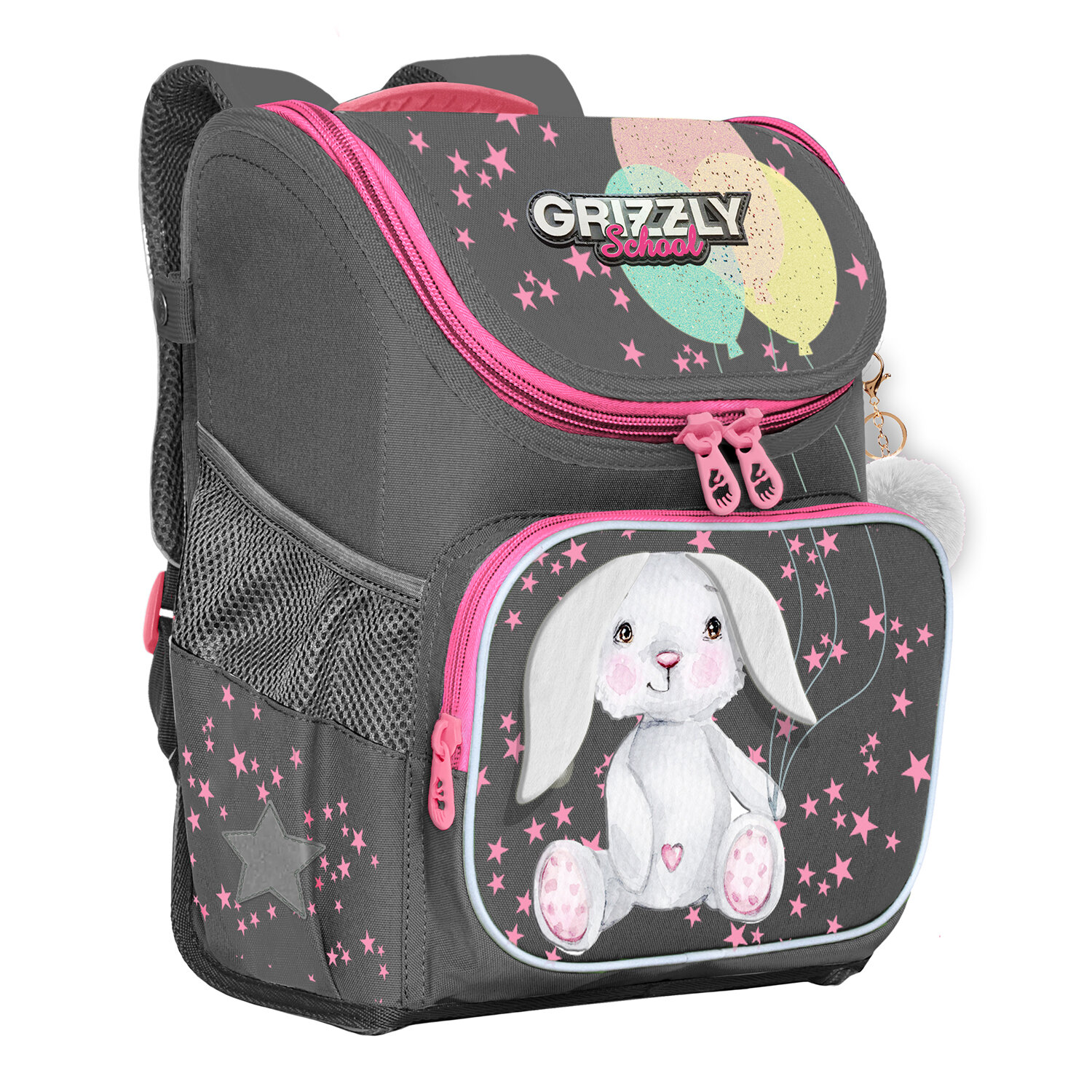

Ранец GRIZZLY RAL Little Bunny, анатомическая, вентилируемая спинка, 1 отделение, серый/розовый (RAl-294-3/2)