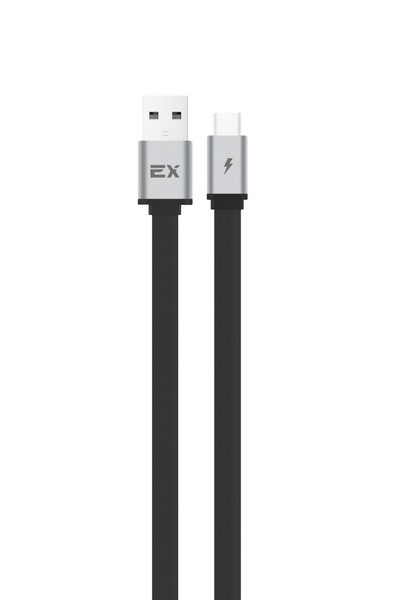 

Кабель USB Type-C(m)-USB 2.0(Am), плоский, 2.4A, 1м, черный Exployd Flow (EX-K-1315), 0