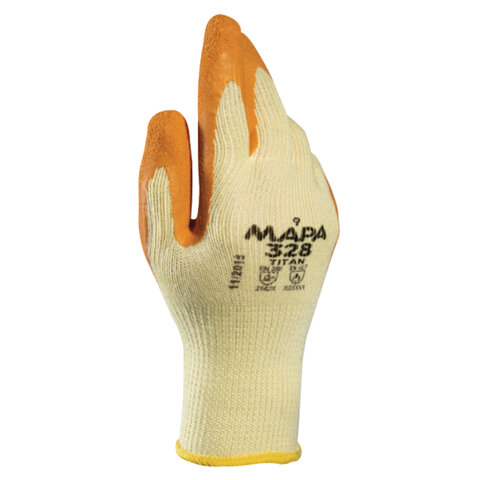 Перчатки хозяйственно-бытовые текстиль латекс, XL/10, оранжевые/желтые, MAPA
