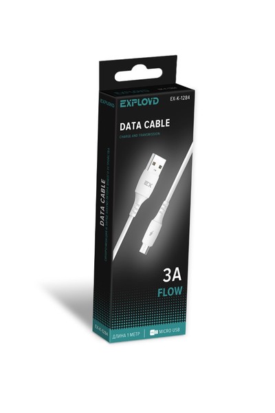 

Кабель Micro USB 2.0(Bm)-USB 2.0(Am), 3A, 1м, белый Exployd (EX-K-1284)