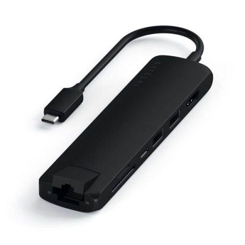 Мультипортовый адаптер Satechi ST-UCSMA3K, 1xUSB Type-C, 2xUSB 3.2,1xHDMI,1xSD,microSD,1xRJ45, черный