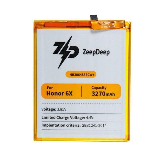 

Аккумулятор ZeepDeep HB386483ECW+ для Huawei Honor 6X, Li-Pol, 3270mAh, 3.85V (837788), HB386483ECW+