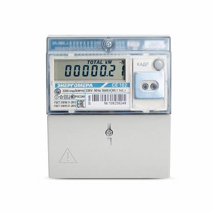 

Счетчик электроэнергии Энергомера CE102 R5.1 145-J, однофазный, многотарифный, класс точности: 1.0, ЖКИ, 5 А/60 А (101002003011695), CE102 R5.1 145-J