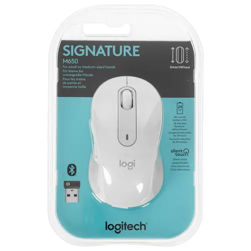 Мышь беспроводная Logitech Signature M650 4000dpi оптическая светодиодная Bluetooth USB белый 910-006255 445000₽