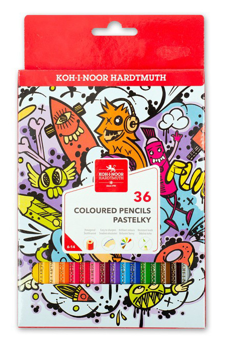 

Набор цветных карандашей KOH-I-NOOR Teenage 3552, шестигранные, 36 шт., заточенные (3555036042KSRU), 3552