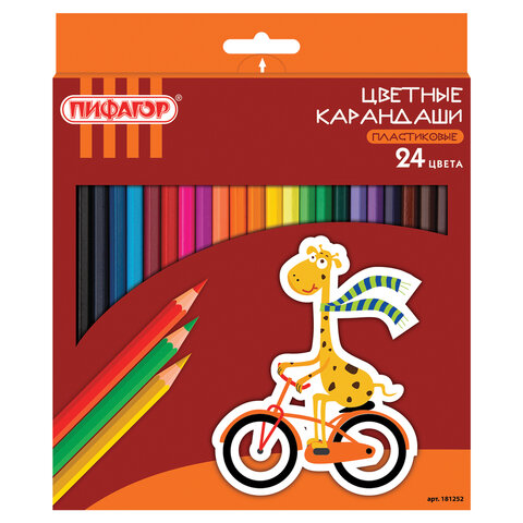 

Набор цветных карандашей ПИФАГОР Жираф, шестигранные, 24шт., заточенные (181252), нет данных