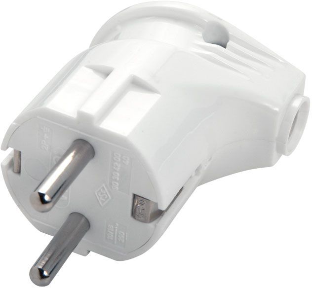 Вилка угловая Panasonic, евро, 16А, с/з, IP20, белый (90304200-RU)