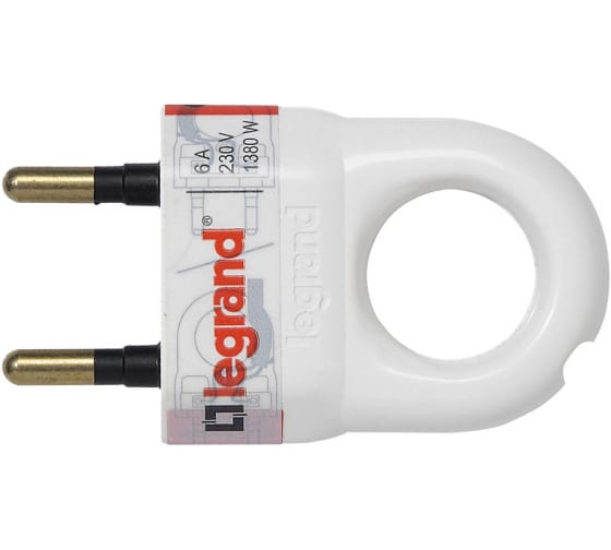

Вилка прямая Legrand Helium, евро, 6A, б/з, IP20, белый (050162)