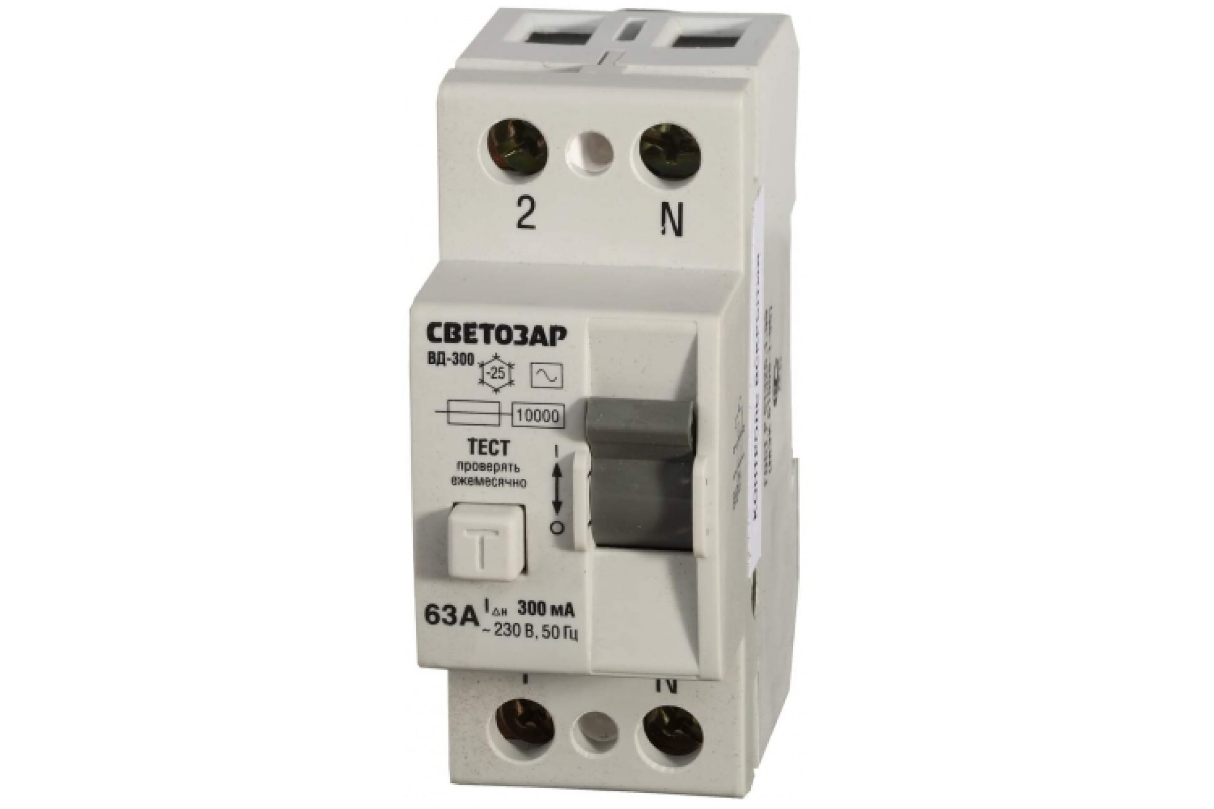 

Выключатель дифференциальный (УЗО), 2P, 63А, 300мА, электромеханический, тип АС, СВЕТОЗАР (SV-49172-300-63)