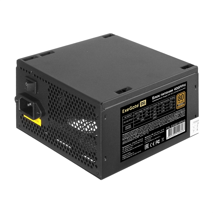

Блок питания 400 Вт ATX Exegate 400PPH-OEM, 120 мм, 80 Plus Bronze, Bulk (OEM) (EX292159RUS-OEM), 400PPH-OEM