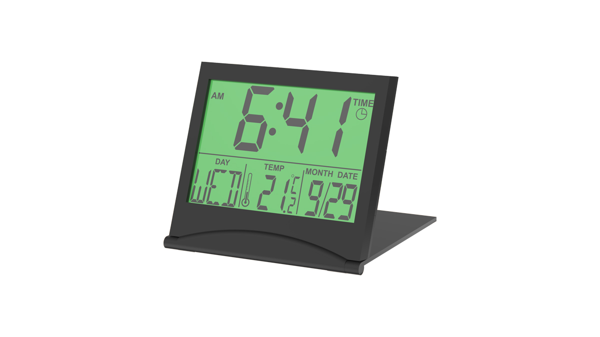 Часы Ritmix CAT-042, зеленая подсветка, 1xCR2025, будильник, температура, дата, черный