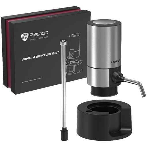 

Аэратор Prestigio Electric Wine Dispenser, 4xAAA, черный/серебристый (PWA104ASB), Electric Wine Dispenser