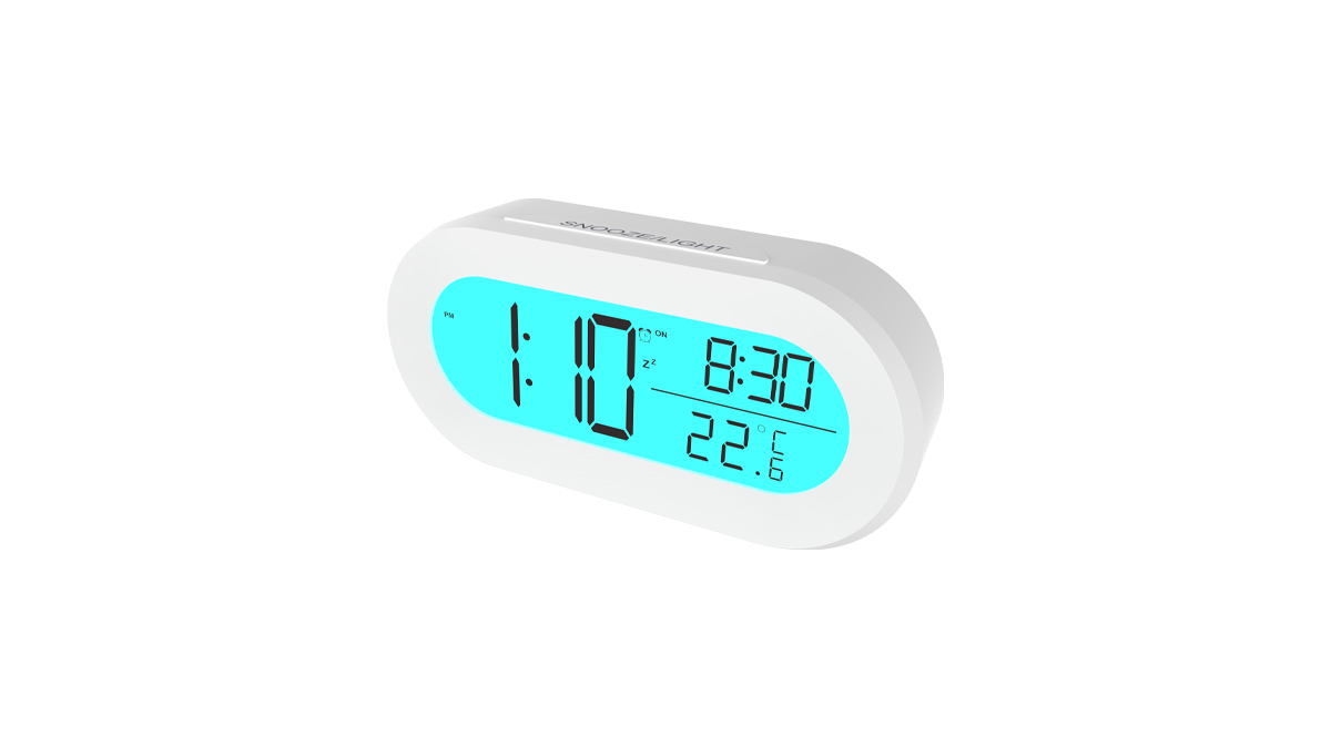 Часы Ritmix CAT-110, синяя подсветка, 2xAAA, будильник, температура, дата, белый
