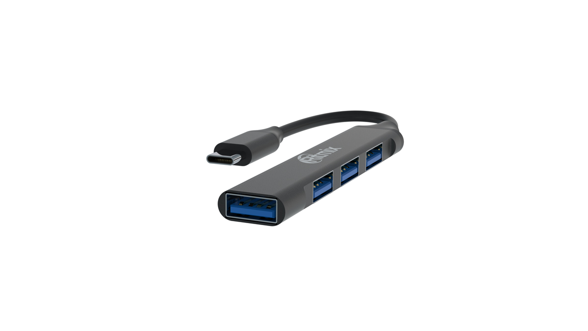 Концентратор Ritmix CR-4401 Metal, 3xUSB 2.0, 1xUSB 3.0, черный