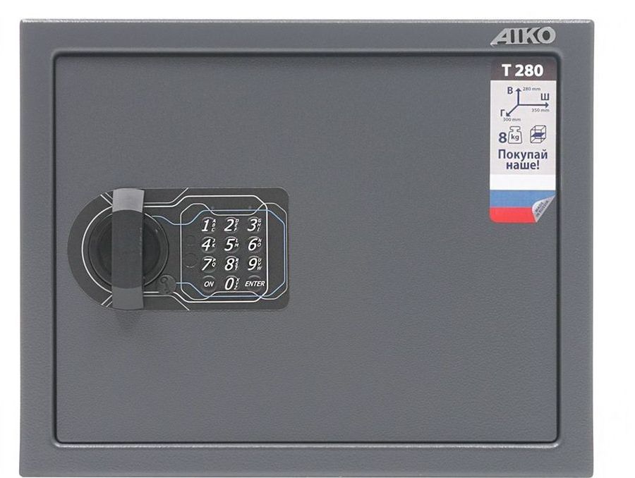 

Сейф мебельный 280мм x 350мм x 300мм, 8.3кг, замков: 1/электронный, 1 полка, Aiko T 280 EL (S10399212414), Графит, 280 EL