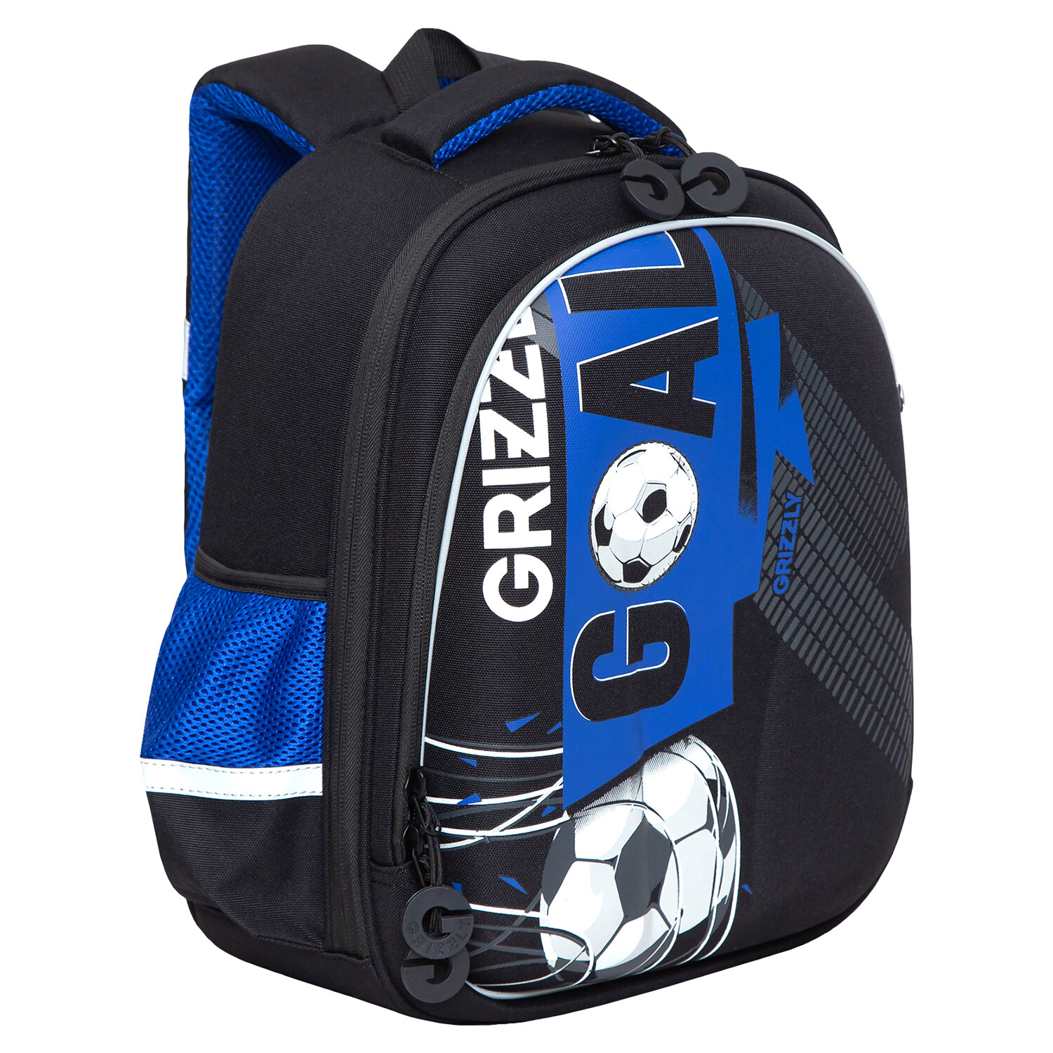 

Ранец GRIZZLY RAZ Football, анатомическая, вентилируемая спинка, 2 отделения, чёрный/синий (RAz-287-6/2)