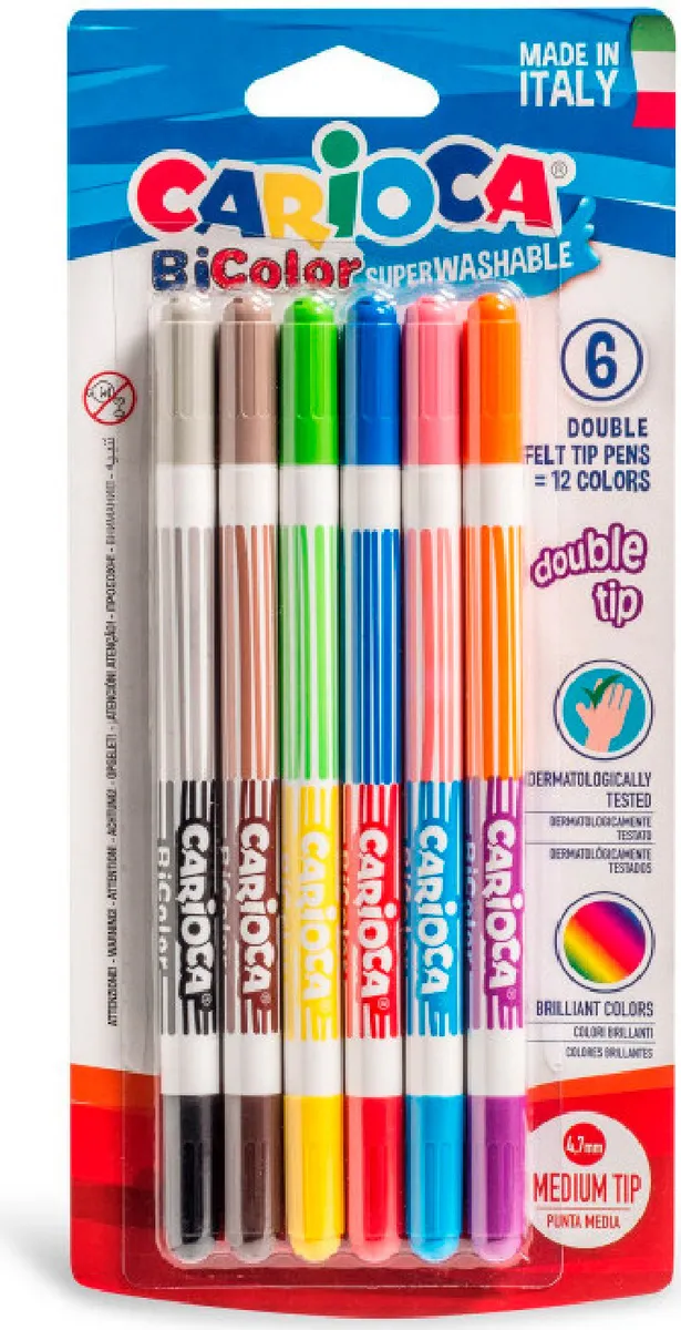 

Фломастеры двусторонние Carioca BI-COLOR, 6 шт. (42269), BI-COLOR