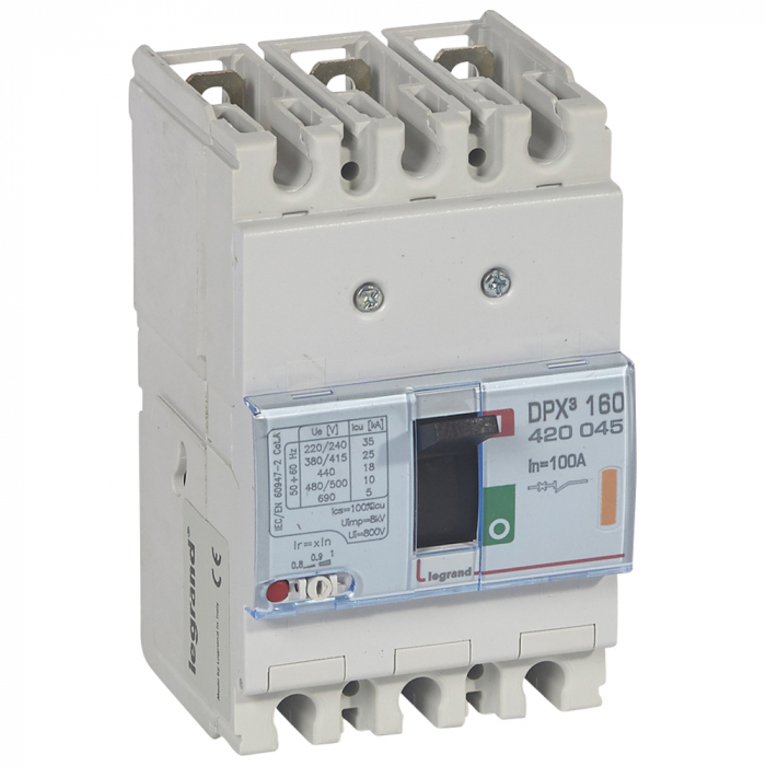 

Выключатель автоматический Legrand DPX3 трехполюсный (3P/3П) 100A 25кА (Legrand 420045), DPX3