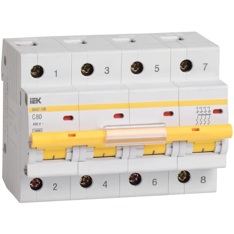 

Выключатель автоматический IEK MVA40-4-025 четырехполюсный (4P/4П) 25A C 10кА (MVA40-4-025-C), MVA40-4-025