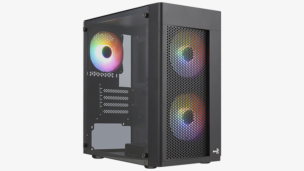 Корпус AeroCool HEXFORM, mATX, Mini-Tower, USB 3.0, RGB подсветка, черный, без БП (HEXFORM-G-BK-v2)