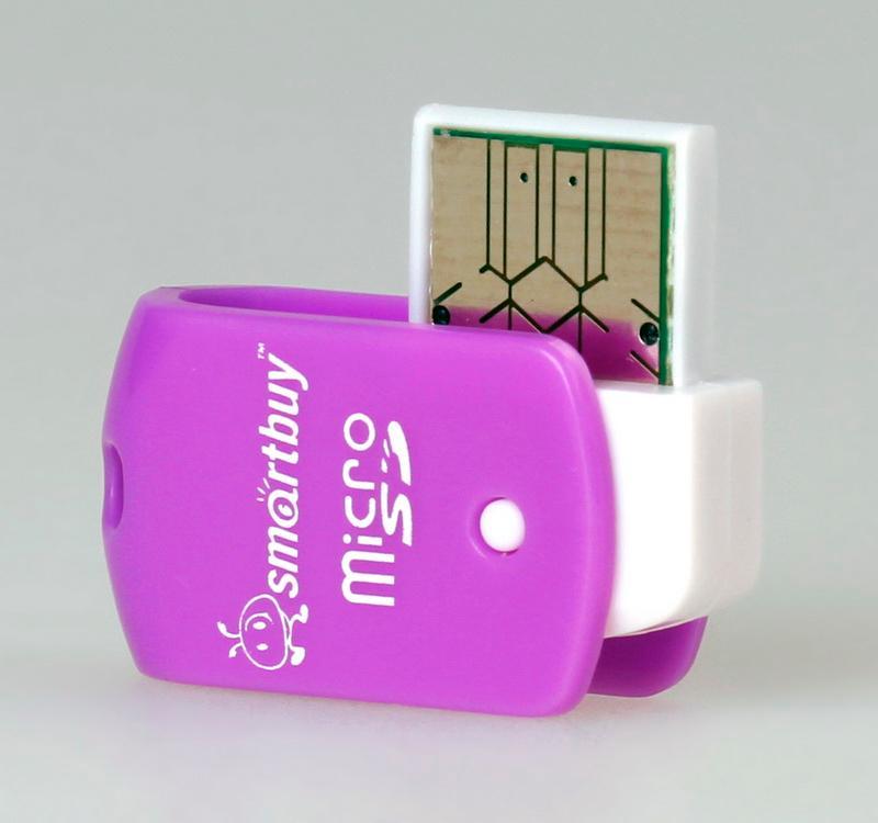 

Картридер внешний Smartbuy SBR-706-F, microSD, USB 2.0, фиолетовый, SBR-706-F