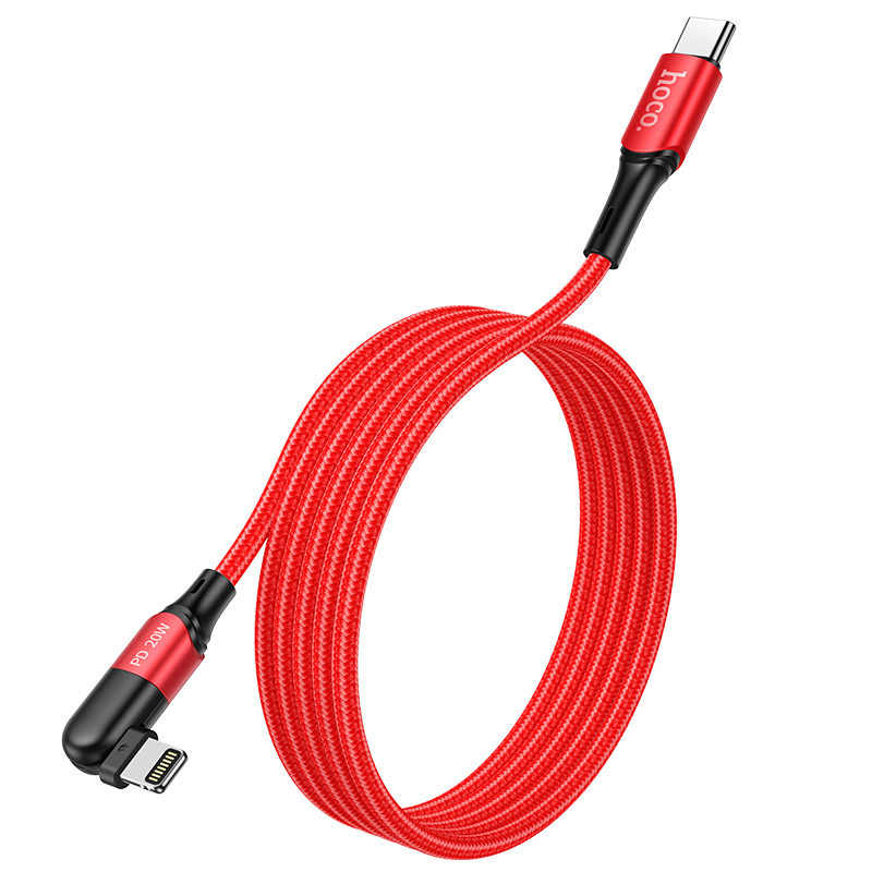 

Кабель Lightning 8-pin(m)-USB Type-C(m), экранированный, 3A быстрая зарядка, 1.2м, красный HOCO orbit U100 (747877), U100