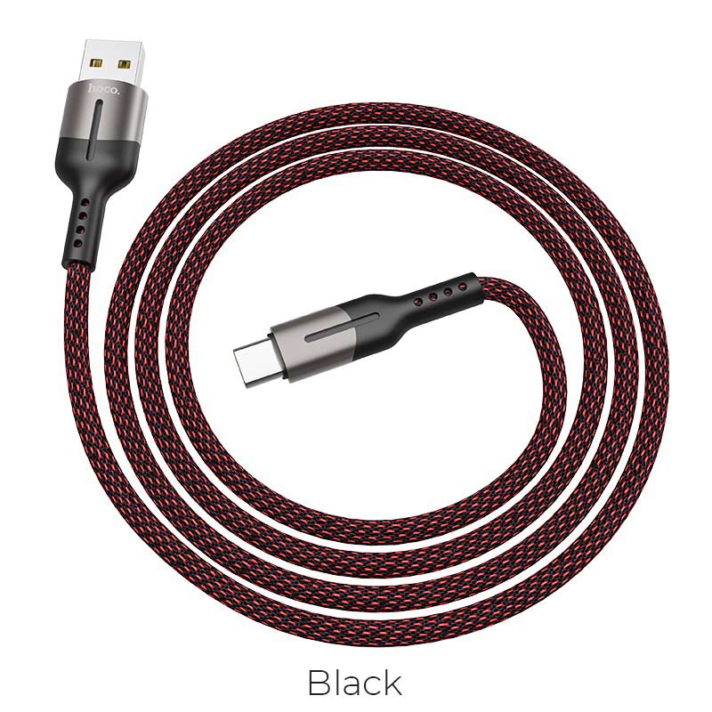 

Кабель USB Type-C(m)-USB 2.0(Am), экранированный, 5A быстрая зарядка, 1.2м, черный HOCO Gusto U68 (6931474710604), U68