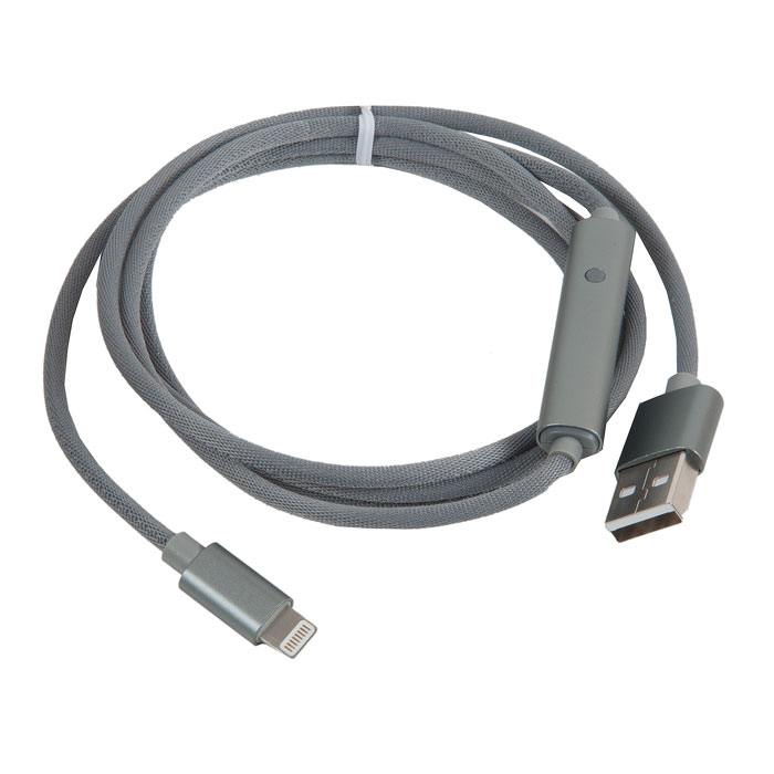 

Кабель Lightning 8-pin(m)-USB 2.0(Am), экранированный, 2.4A, 1.2м, серый HOCO Timing U44 (6957531080527), U44