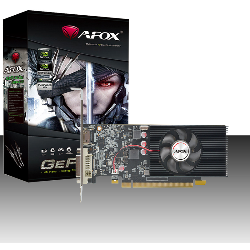 Видеокарта AFOX NVIDIA GeForce GT 1030, 2Gb DDR5, 64bit, PCI-E, DVI, HDMI, Retail (AF1030-2048D5L3)