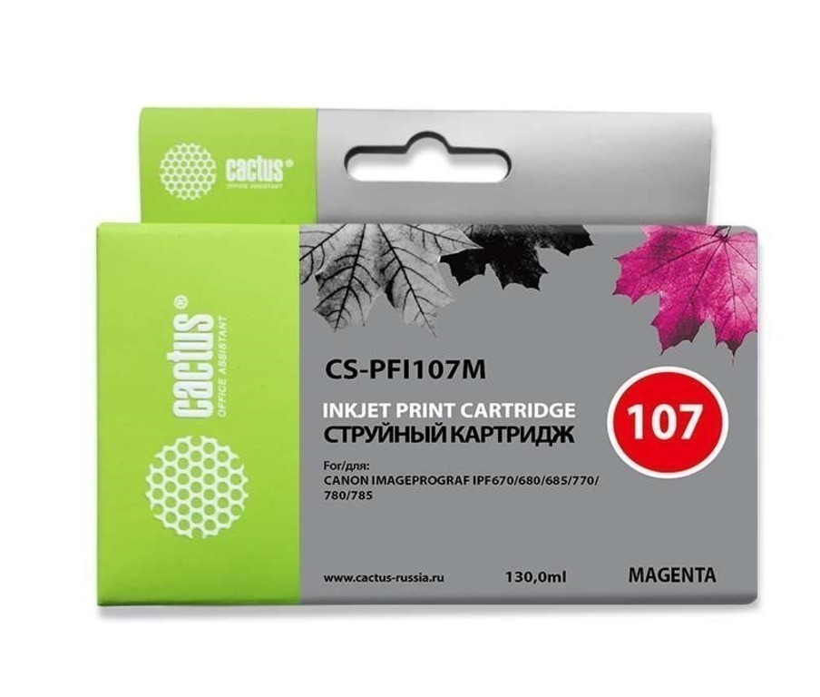 Картридж Cactus CS-PFI107M, совместимый, пурпурный, для Canon