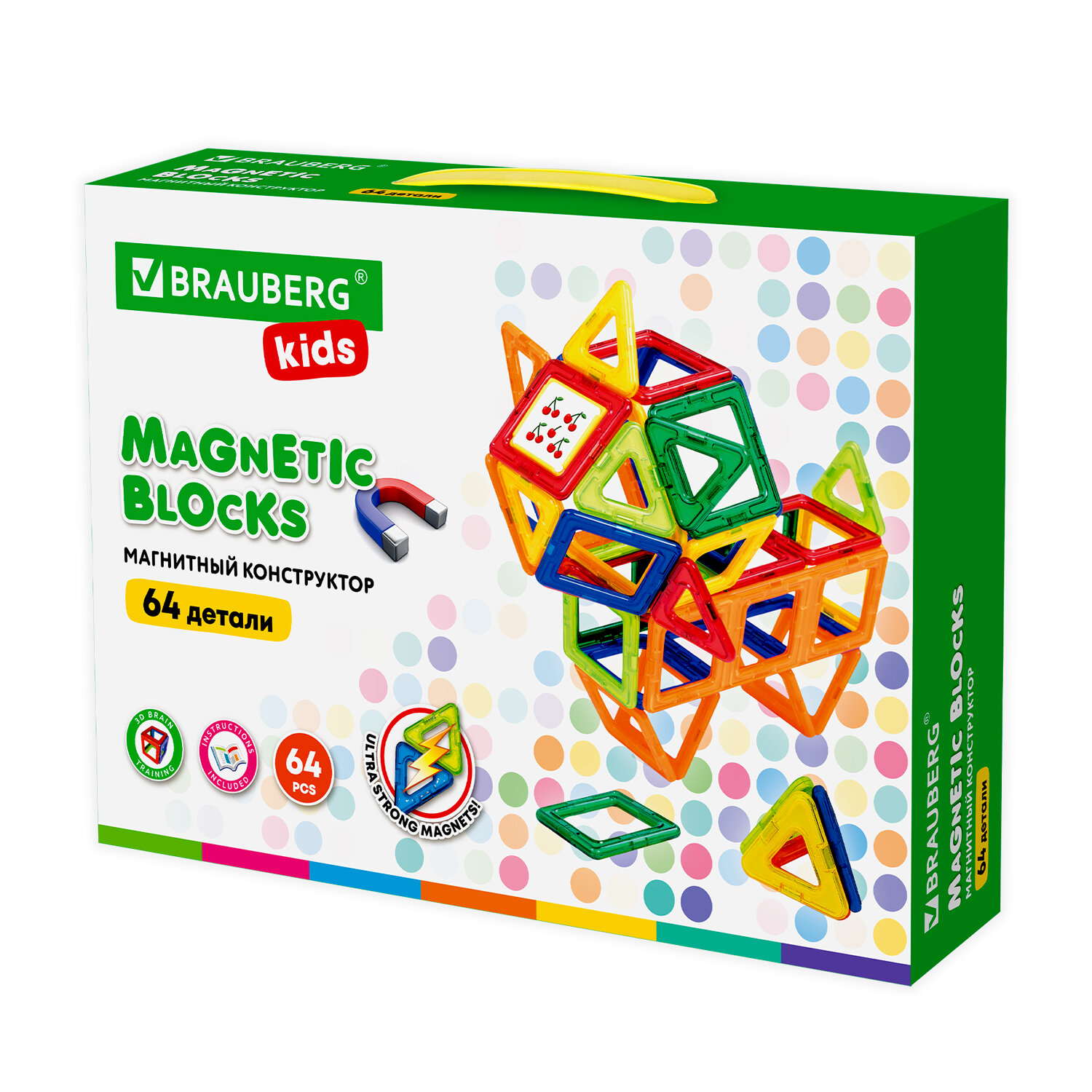 

Конструктор магнитный BRAUBERG BIG MAGNETIC BLOCKS, деталей: 64 (663847), BIG MAGNETIC BLOCKS