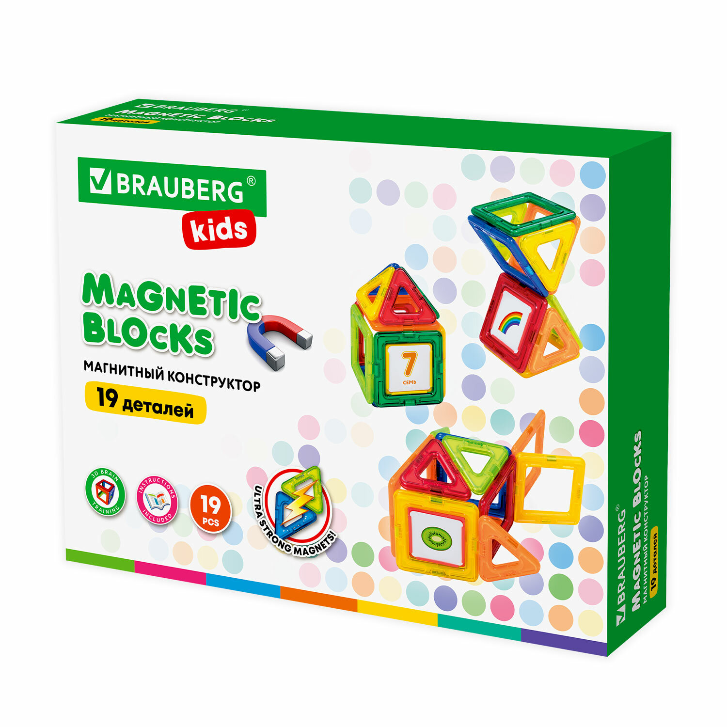 

Конструктор магнитный BRAUBERG MAGNETIC BLOCKS, деталей: 19 (663843), MAGNETIC BLOCKS