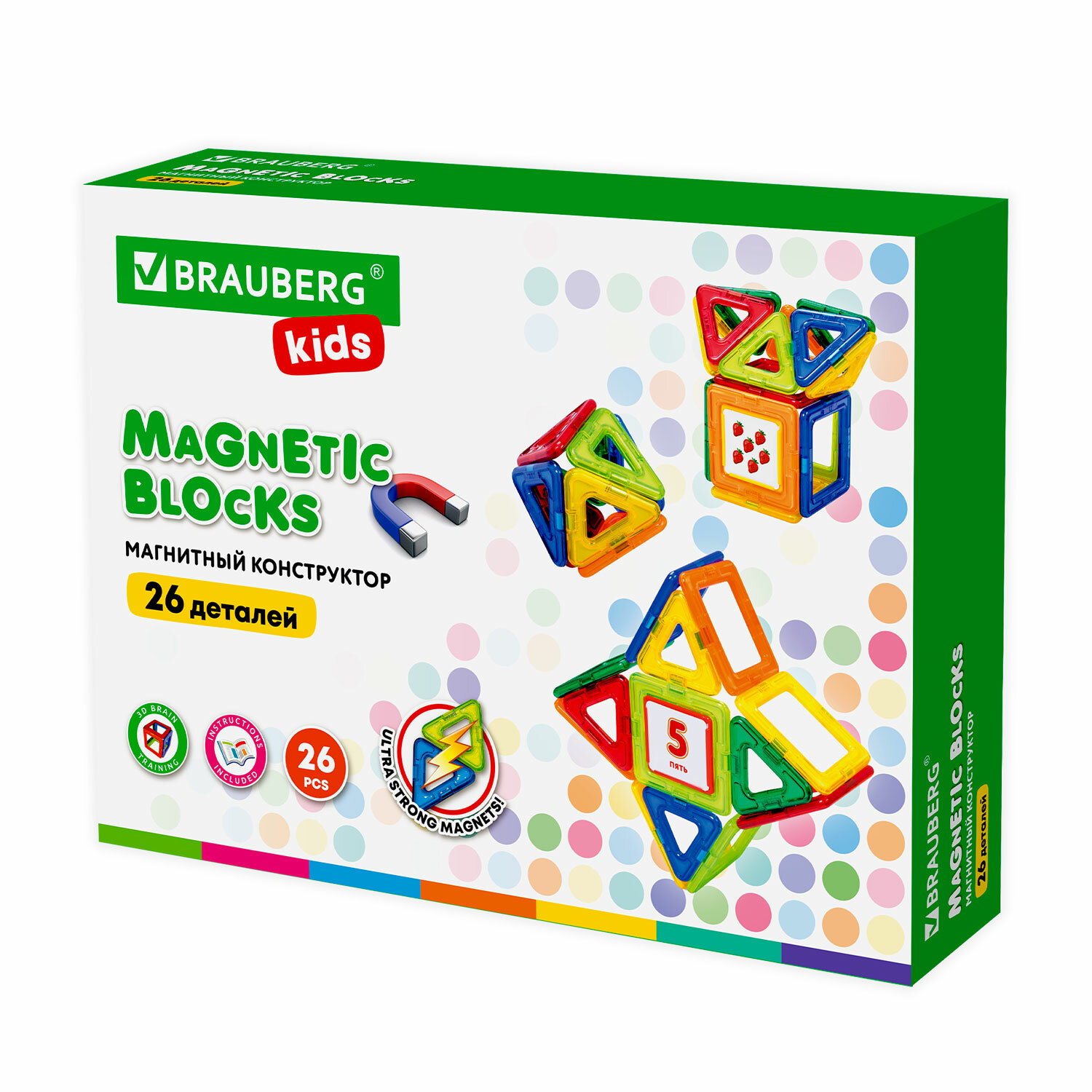 

Конструктор магнитный BRAUBERG MAGNETIC BLOCKS, деталей: 26 (663844), MAGNETIC BLOCKS