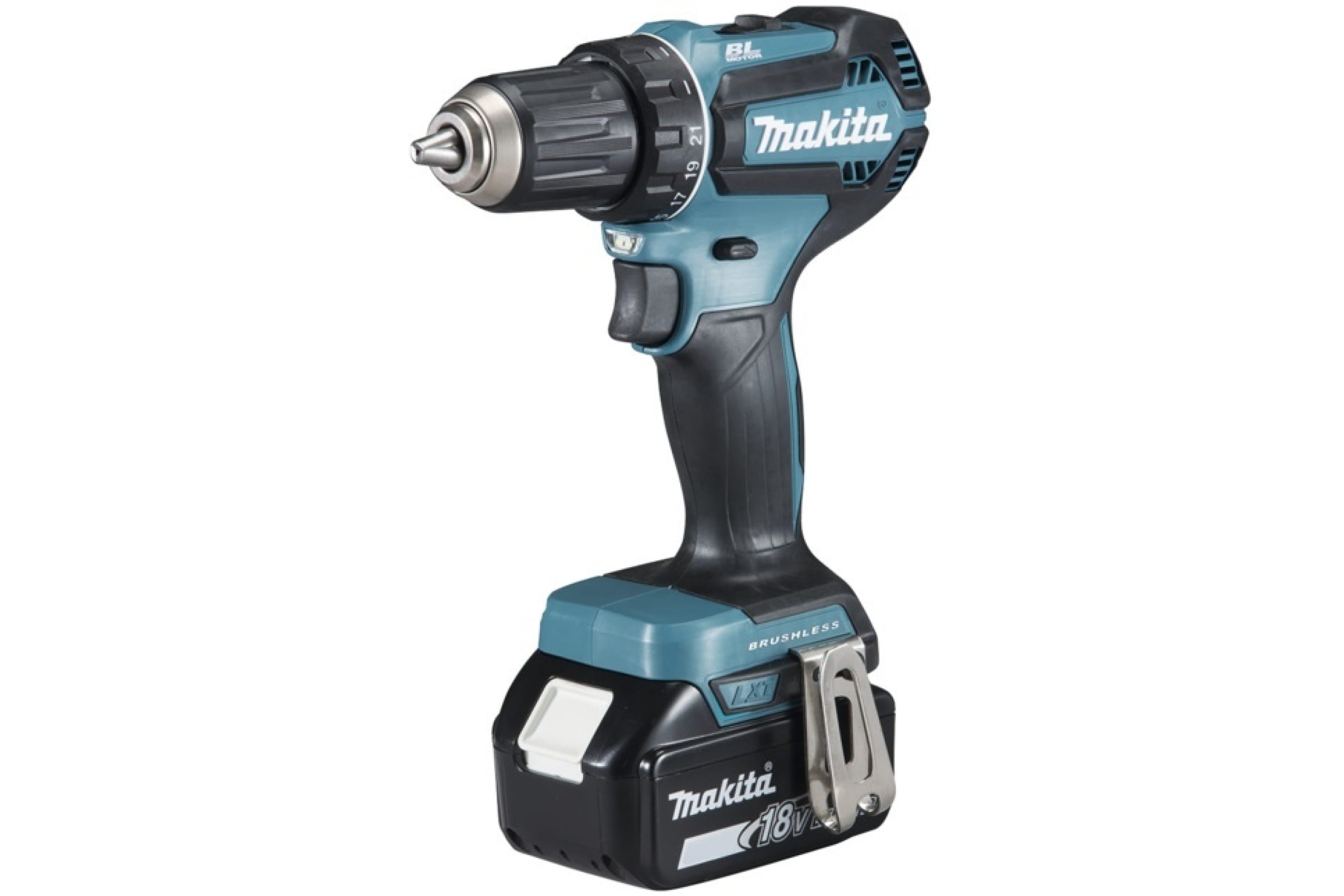 Дрель-шуруповерт Makita DDF485RAJ, аккумуляторный, 50 Н·м, 1900 об/мин, 18V, 2 А·ч, Li-Ion, два акб, быстрозажимной патрон, кейс, 1.45кг