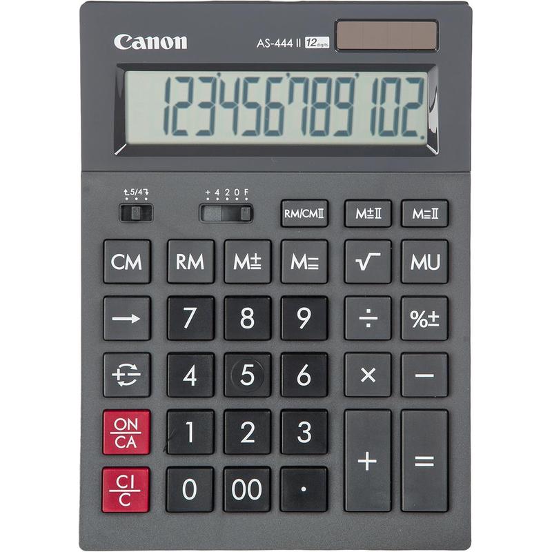 Калькулятор бухгалтерский Canon AS-444 II, 12-разрядный, кол-во функций:3, однострочный экран, черный (AS-444 II)