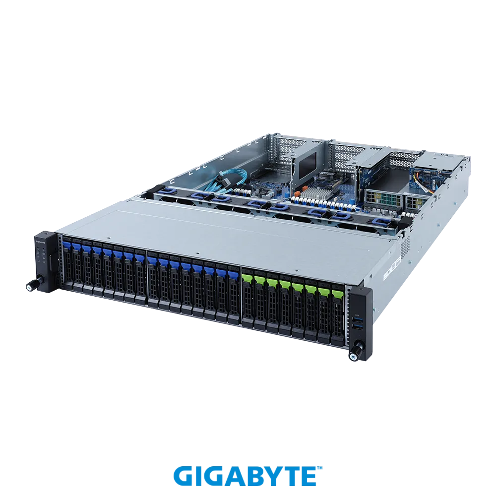 Серверная платформа Gigabyte R282-N81, 2xSocket4189, 32xDDR4, 24x2.5 HDD HS, Redundant 2x1600 Вт 2U (6NR282N81MR-00-101)